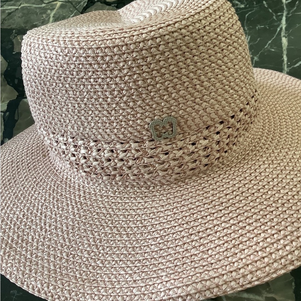 Eric javits blush straw squishee fedora packable sun hat one size